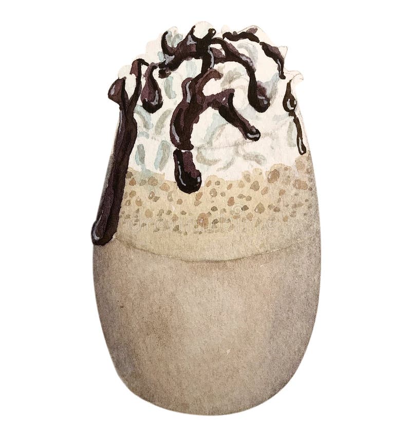 Watercolour glass of coffee frappe stock illustration Watercolour glass of coffee frappe stock illustration