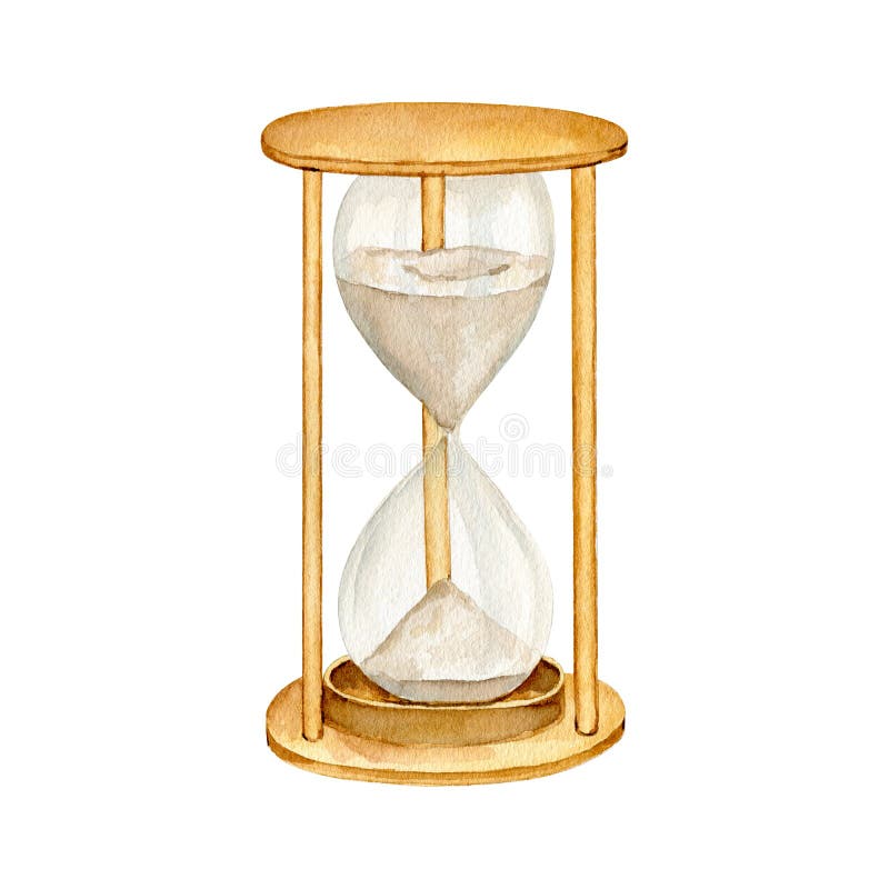 Watercolor gold vintage hourglass ilustracja ilustracji