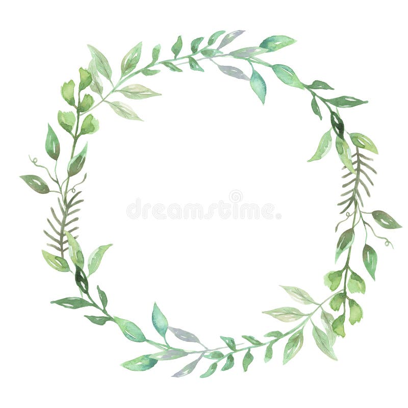 Download Watercolor Greenery Leaf Wreath Garland Spring Summer Wedding Leaves Stock Illustration ...