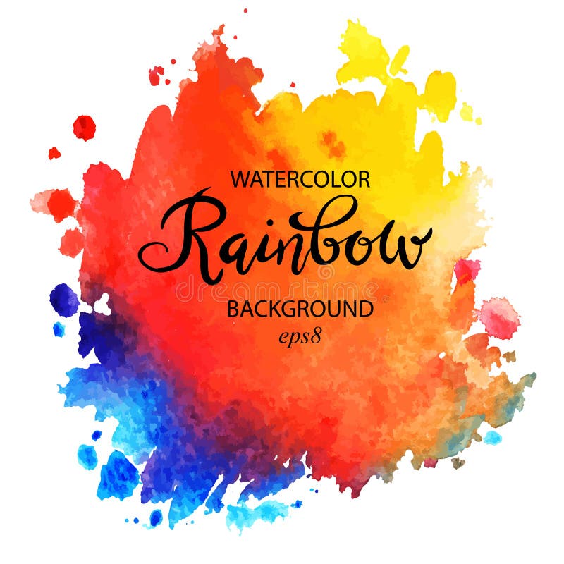 Watercolor hand paint rainbow spot, vector artistic illustration stock illustration