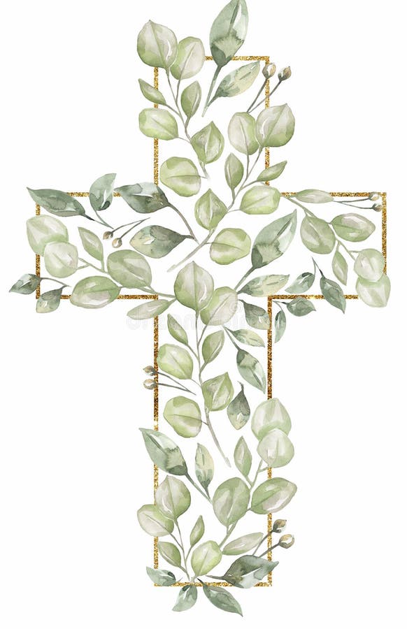 Rustic Wood Cross clipart, Watercolor Floral Crosses clipart