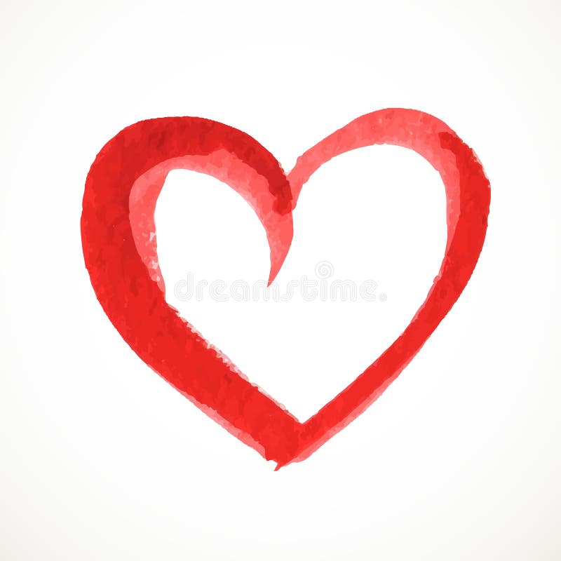 Watercolor heart on a white background isolated on a white background