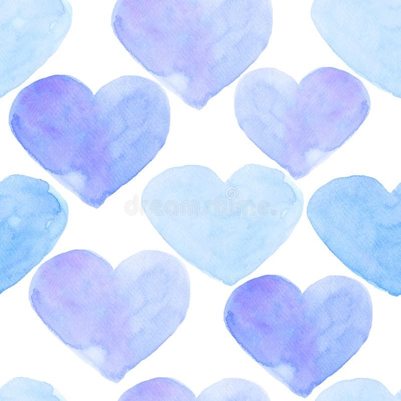 Set of blue watercolor hearts Royalty Free Vector Image