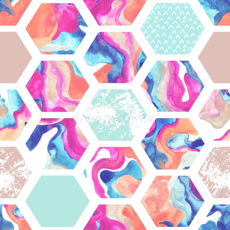 Hexagon Seamless Pattern - Retro Colors - Vector Stock Vector ...