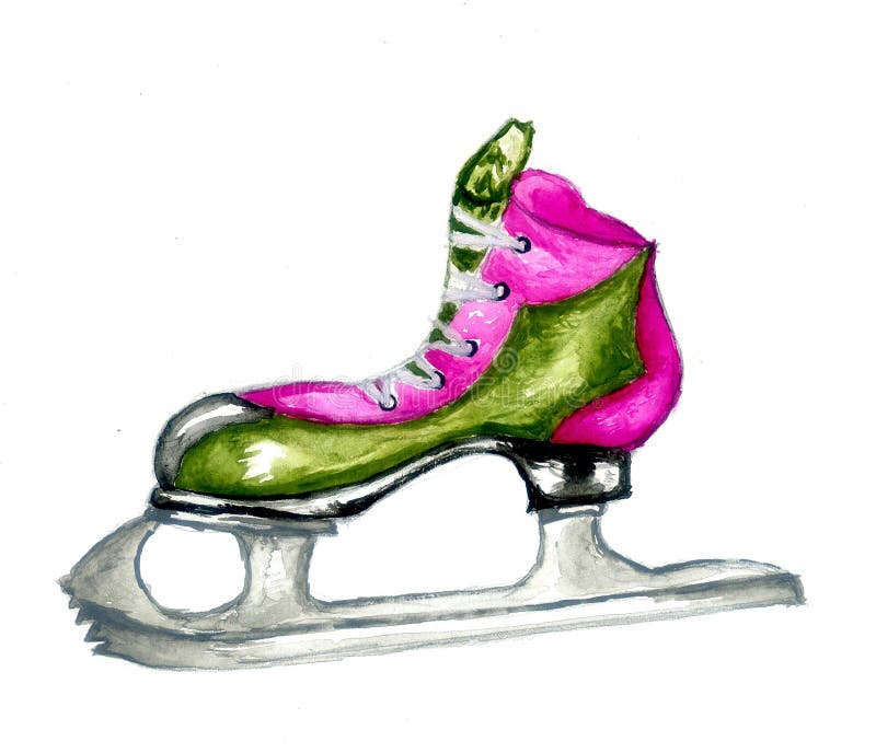 Watercolor Ice Skate