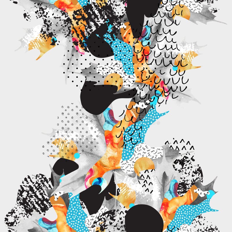 Watercolor illustration in bauhaus, memphis style royalty free illustration