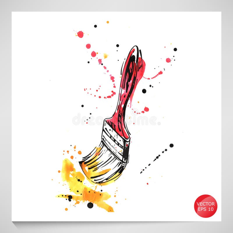 Watercolor illustration of a brush. vector illustration Watercolor illustration of a brush. vector illustration