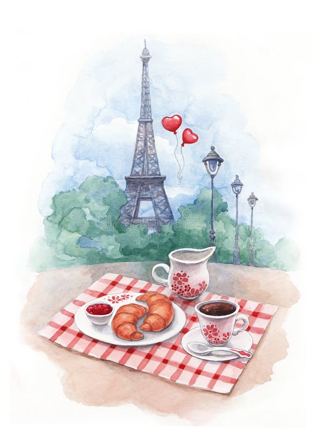 Illustration of eiffel tower and trad