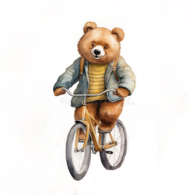 BEAR ON BICYCLE PASTEL BEAR ON BICYCLE PASTEL