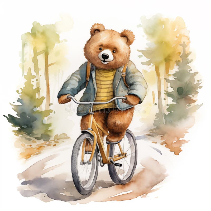 BEAR ON BICYCLE PASTEL BEAR ON BICYCLE PASTEL