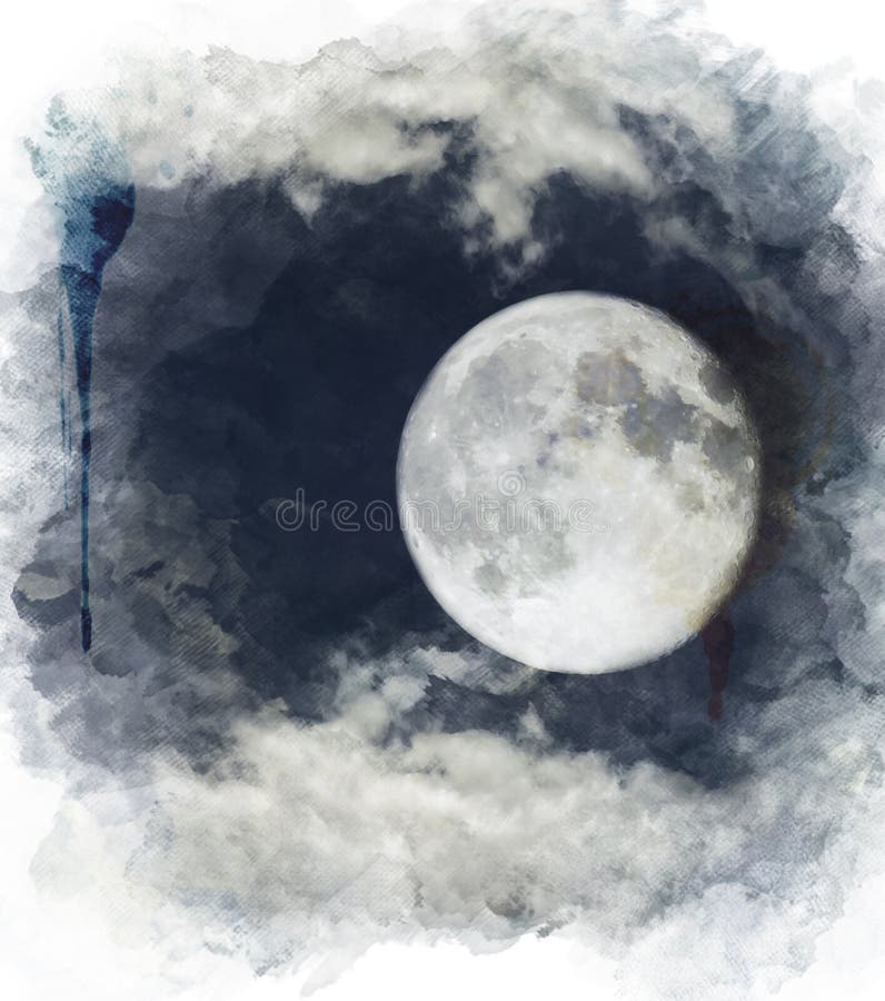 Watercolor Image Of Full Moon Stock Illustration Image 44073780