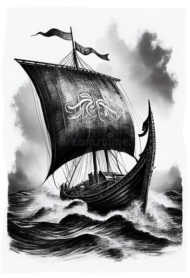 Watercolor Vikings Ship Stock Illustrations – 10 Watercolor Vikings ...