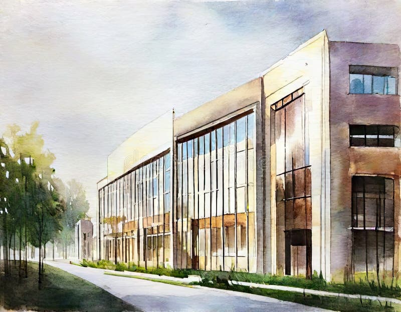 Watercolor of Innovative Construction Project Design for the Stock