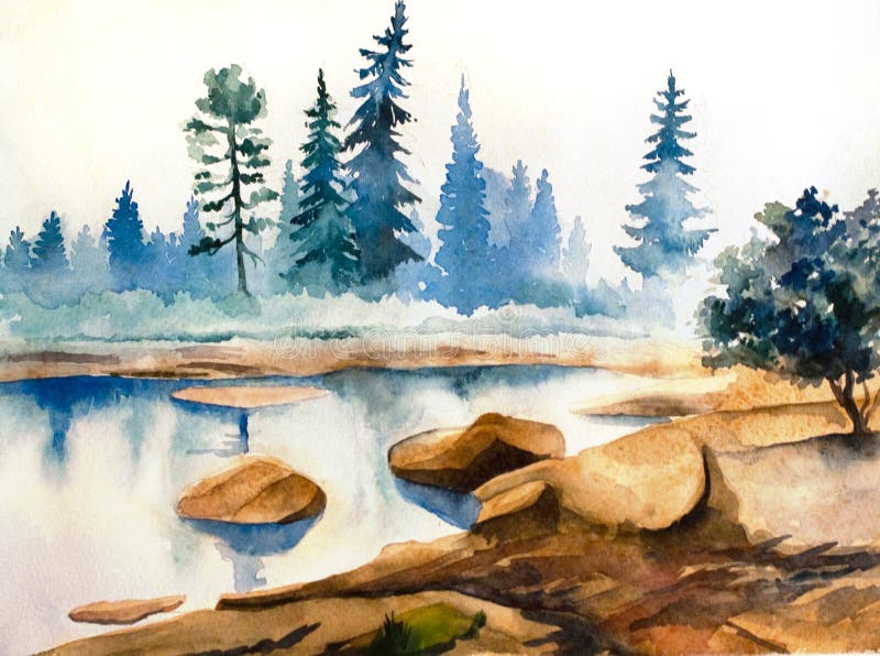 Watercolor landscape vector illustration Watercolor landscape vector illustration
