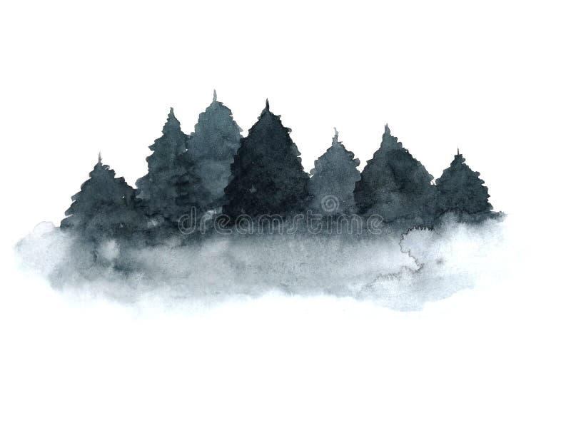 Watercolor landscape tree pine isolated on white background. royalty free illustration Watercolor landscape tree pine isolated on white background. royalty free illustration