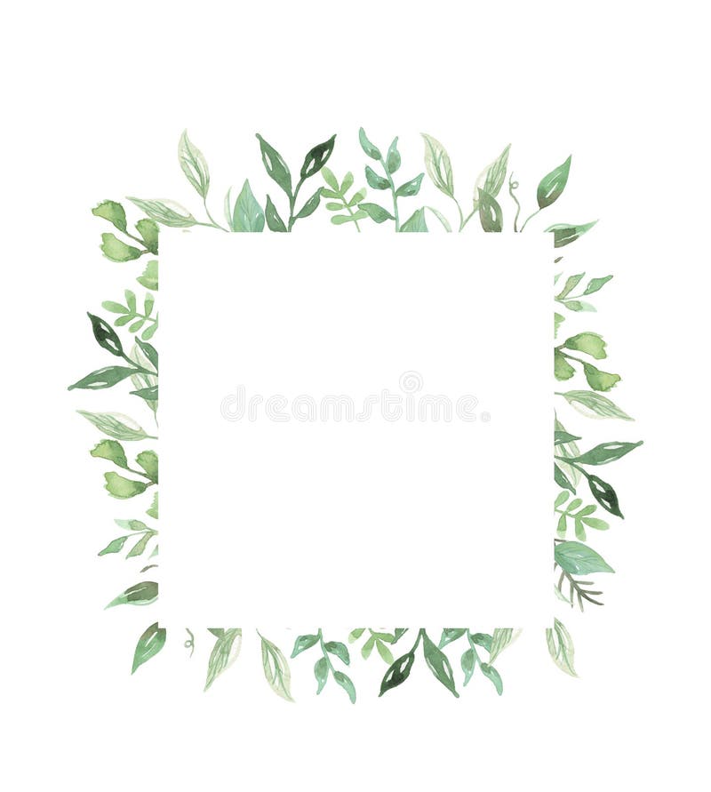 Watercolor Leaves Hand Painted Frame Wedding Foliage Wreath Stock Illustration - Illustration Of Pretty, Elegant: 98575090