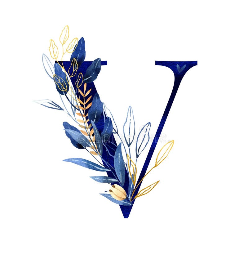 The Letter 'S' Blue Flower Watercolor Monogram Long T-Shirt for