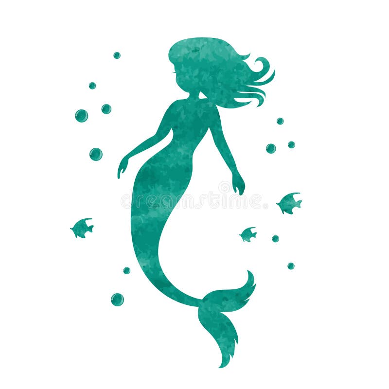 Watercolor mermaid silhouette. vector illustration Watercolor mermaid silhouette. vector illustration