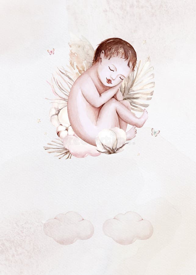 Watercolor newborn Baby Shower greeting card with babies boy. Birthday baby shower of new born baby and pregrand women invitation. Watercolor newborn Baby Shower greeting card with babies boy. Birthday baby shower of new born baby and pregrand women invitation