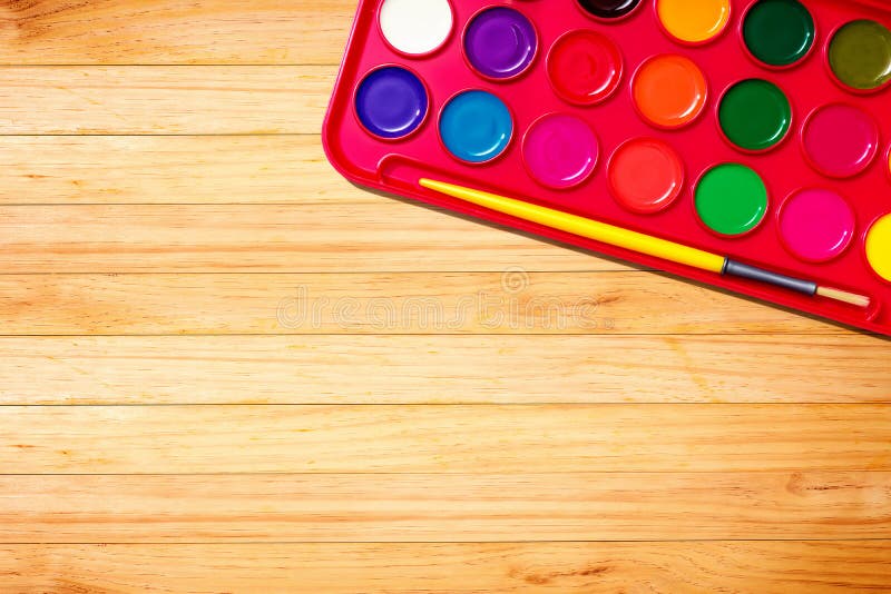 Watercolor Paint with a Brush Stock Image Image of preschool