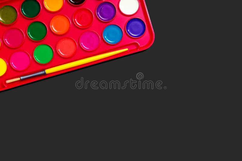 Watercolor Paint with a Brush Stock Photo Image of back, background