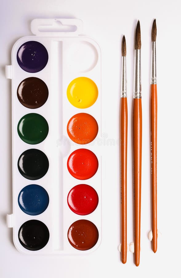 Watercolor paint stock photo. Image of background, school 52149426