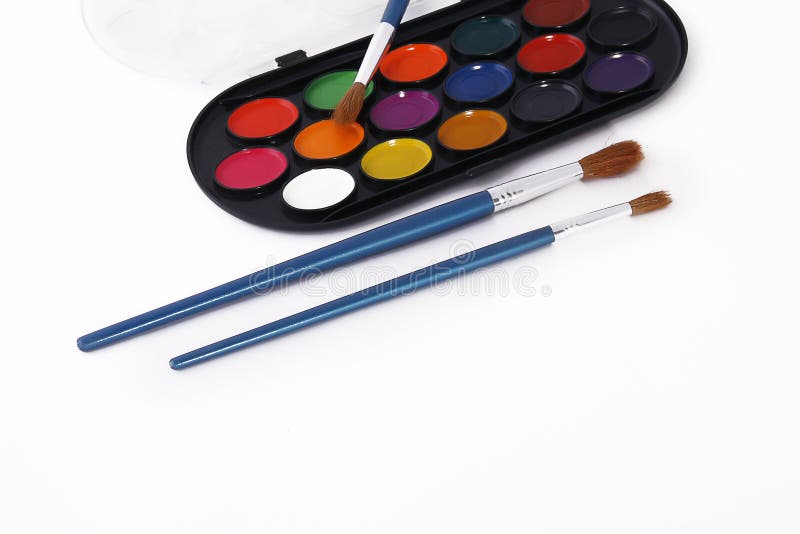 Watercolor Paint Palette And Brushes Stock Image Image of creative
