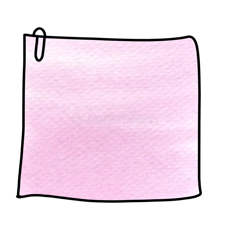 Gradient pink watercolor painting adhesive note sheet royalty free illustration