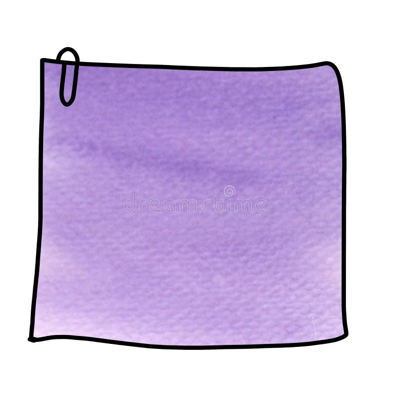 Purple watercolor painting adhesive note sheet stock illustration