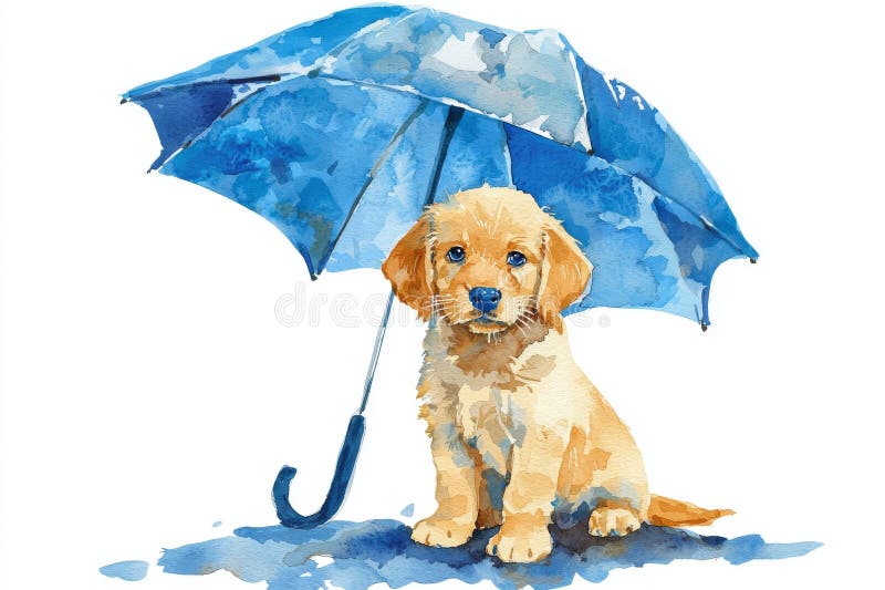 Golden Retriever Umbrella - Blue Golden Retriever Umbrella - Blue