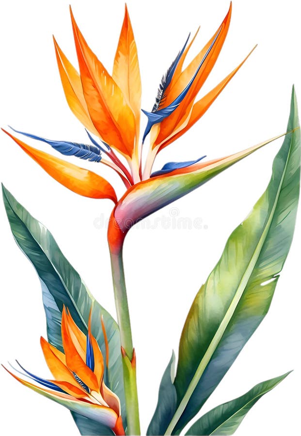 Watercolor painting of Bird-of-Paradise flower. Close-up of a watercolor painting of a Bird-of-Paradise flower. Ai-Generated. Watercolor painting of Bird-of-Paradise flower. Close-up of a watercolor painting of a Bird-of-Paradise flower. Ai-Generated