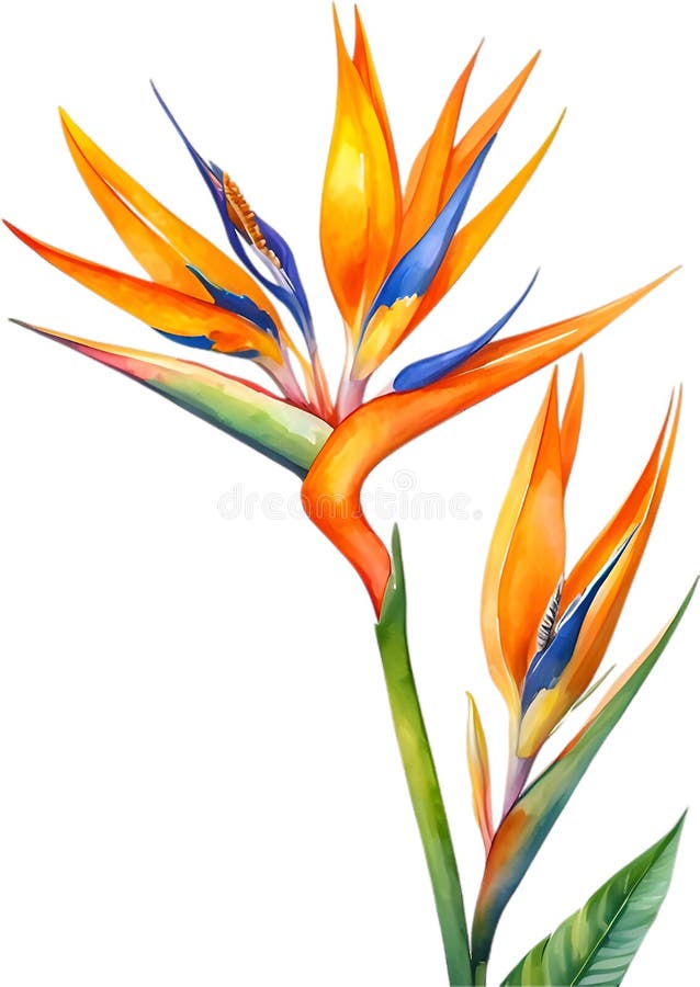 Watercolor painting of Bird-of-Paradise flower. Close-up of a watercolor painting of a Bird-of-Paradise flower. Ai-Generated. Watercolor painting of Bird-of-Paradise flower. Close-up of a watercolor painting of a Bird-of-Paradise flower. Ai-Generated