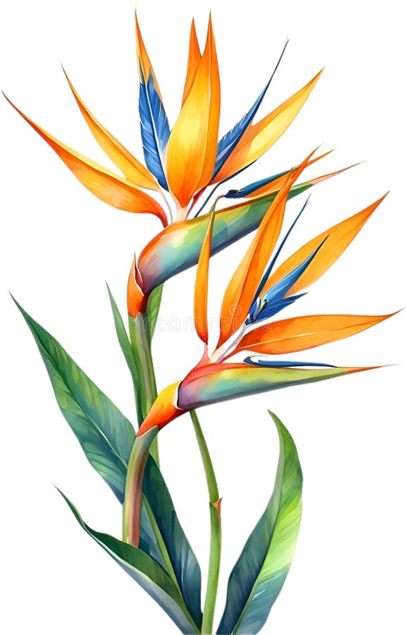 Watercolor painting of Bird-of-Paradise flower. Close-up of a watercolor painting of a Bird-of-Paradise flower. Ai-Generated. Watercolor painting of Bird-of-Paradise flower. Close-up of a watercolor painting of a Bird-of-Paradise flower. Ai-Generated