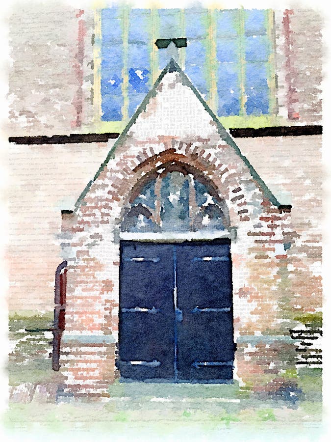 Digitale acquerello il dipinto da Chiesa porta iscrizione olanda.