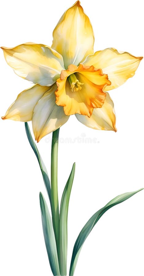 Watercolor Painting of Daffodil Flower. Illustration of Flowers. AI ...