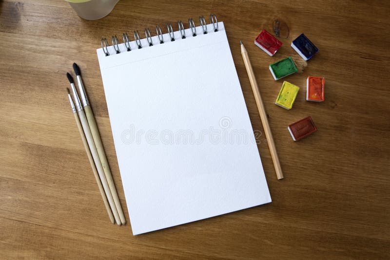 Watercolor Painting in Notebook Stock Photo Image of office, paper
