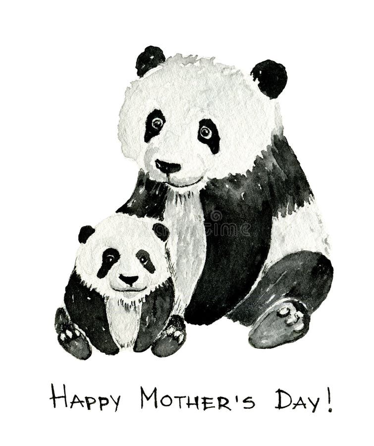 How To Draw Mom And Baby Panda 