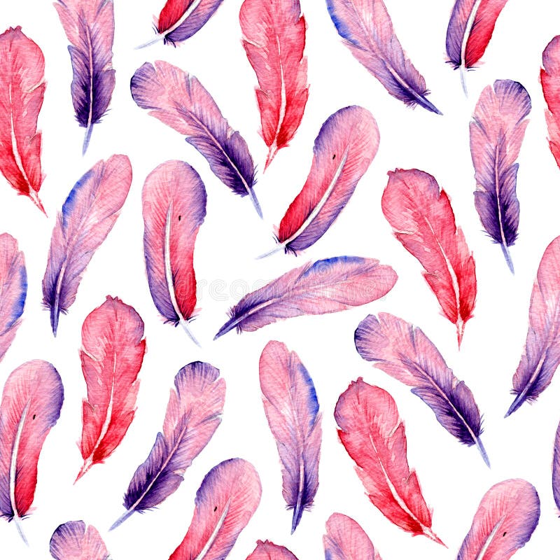 Watercolor pattern with feathers vector illustration