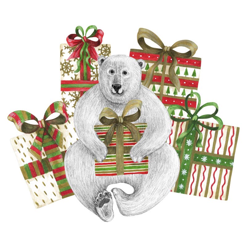 Drawing Polar Bear Sniffing Stock Illustration - Illustration of pencil