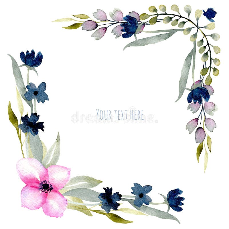 Corner Flower Watercolor Stock Illustrations – 17,755 Corner Flower ...