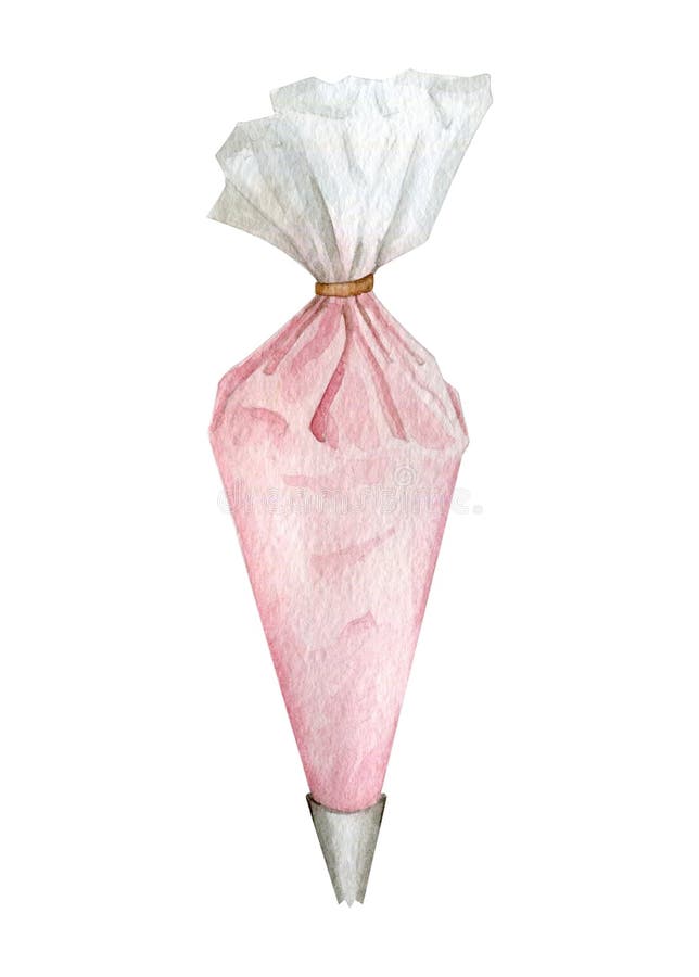 Watercolor pink pastry bag for bakery projects