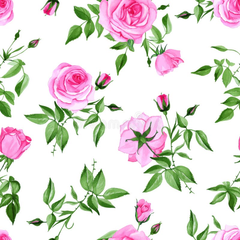 Vintage Pink Roses Seamless Vector Print Stock Vector - Illustration of ...