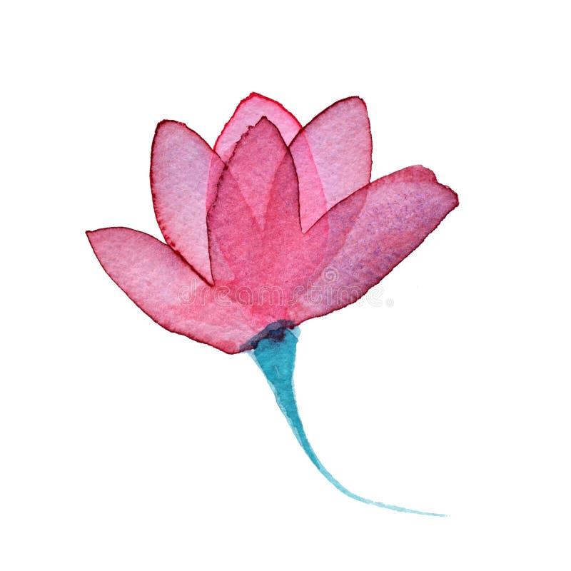 Watercolor pink transparent layered pink Flower on white background stock illustration Watercolor pink transparent layered pink Flower on white background stock illustration
