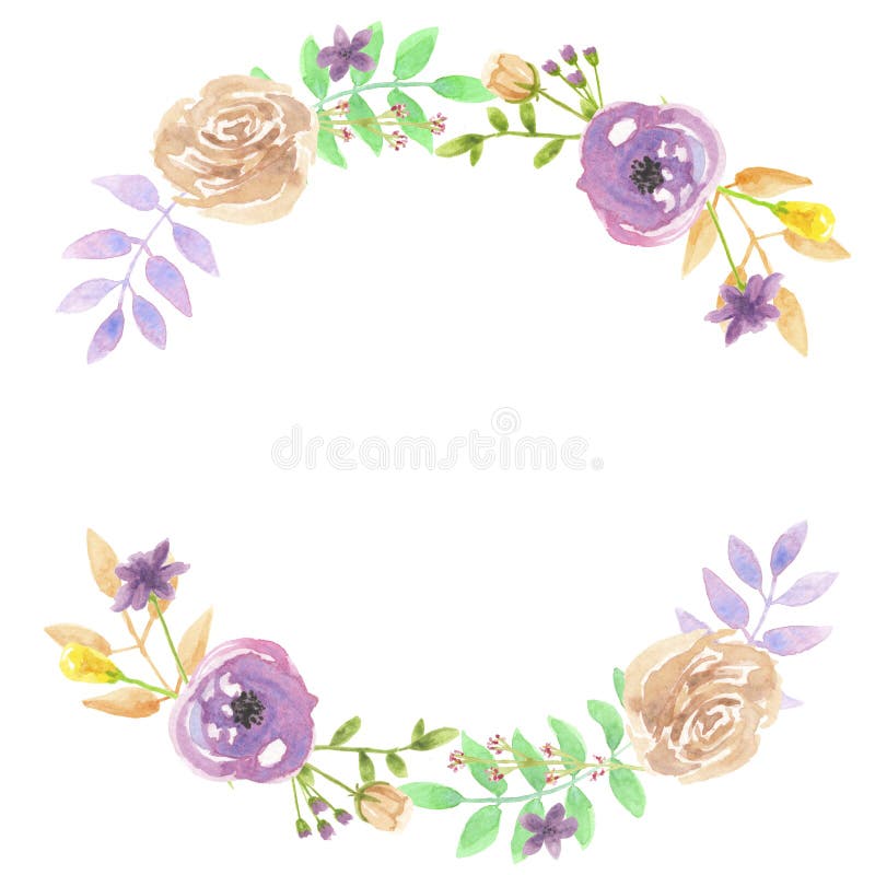 Watercolor Purple Leaf Wreath Garland Spring Summer Wedding Berries Leaves royalty free illustration Watercolor Purple Leaf Wreath Garland Spring Summer Wedding Berries Leaves royalty free illustration