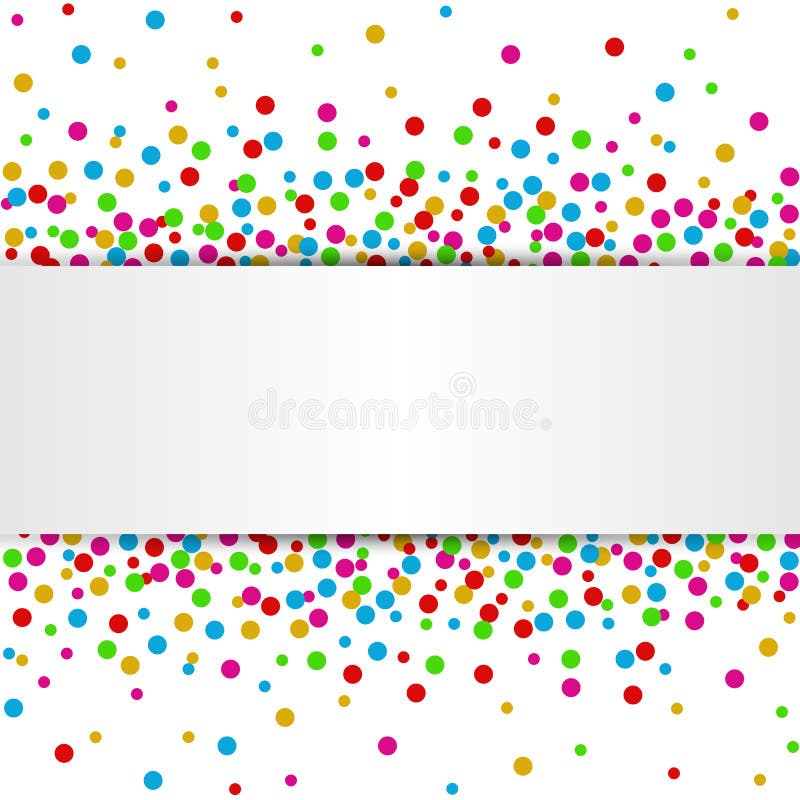 Watercolor rainbow colored confetti border with space for text