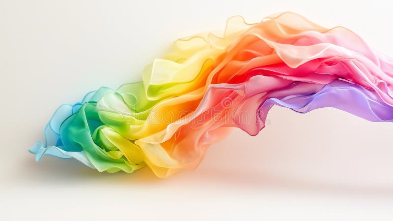 A watercolor rainbow, with translucent hues and a misty effect, floating in the upper-left corner of the canvas royalty free stock image