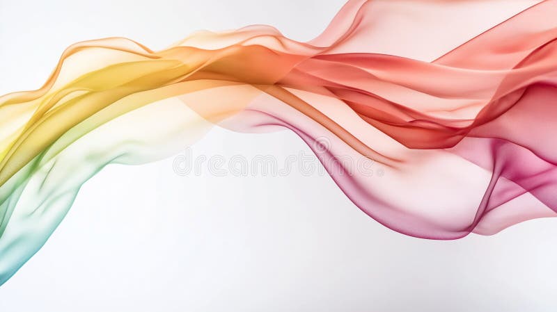 A watercolor rainbow, with translucent hues and a misty effect, floating in the upper-left corner of the canvas royalty free stock photography