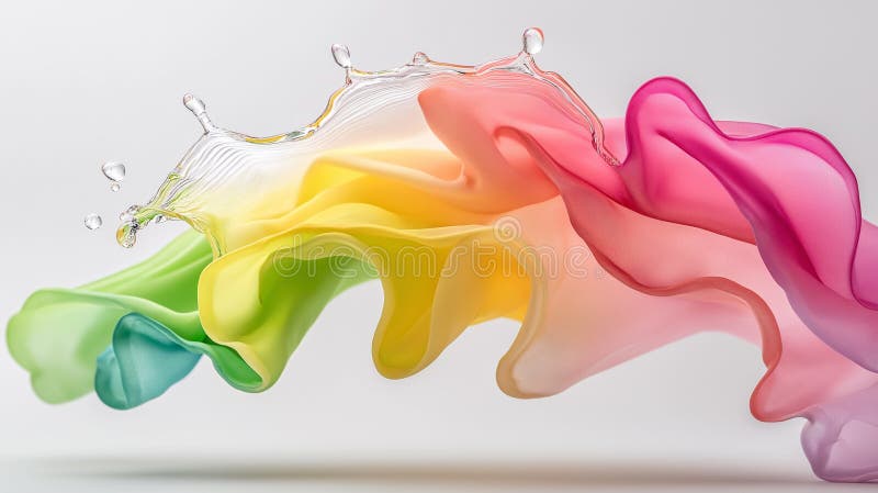 A watercolor rainbow, with translucent hues and a misty effect, floating in the upper-left corner of the canvas royalty free stock photography