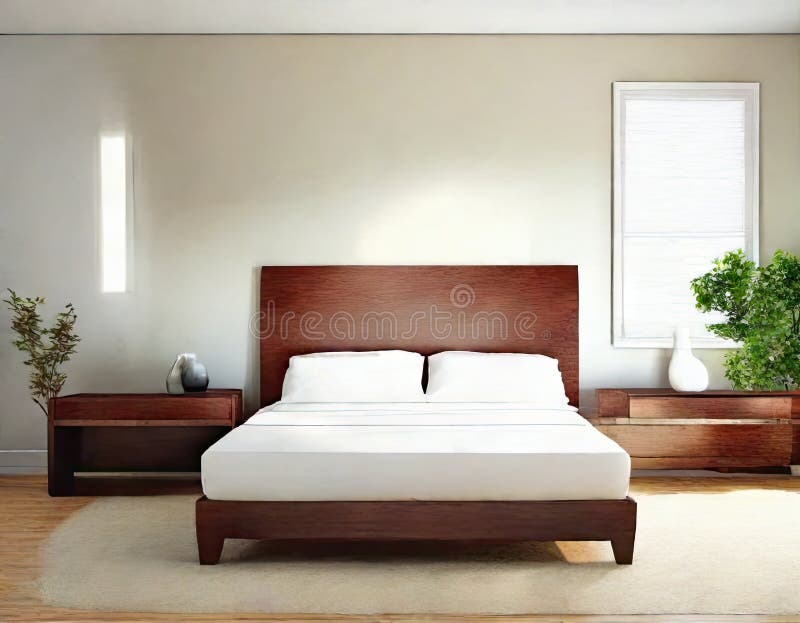 Watercolor of a Render of a Horizontal Frame Amidst Modern Bedroom