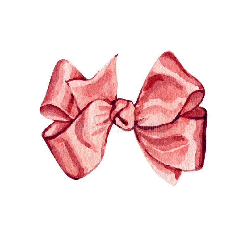 Watercolor Pink Bow Ribbon Clipart PNG 